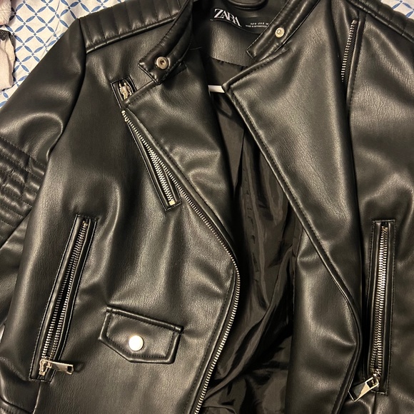 Zara leather biker jacket - Picture 1 of 4